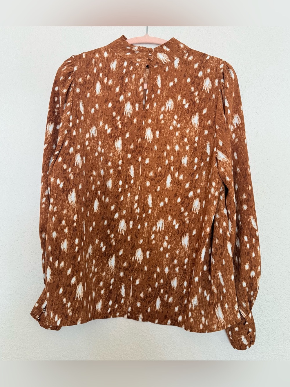 Philosophy Republic Clothing Fawn Print Mock Neck Blouse Sz S